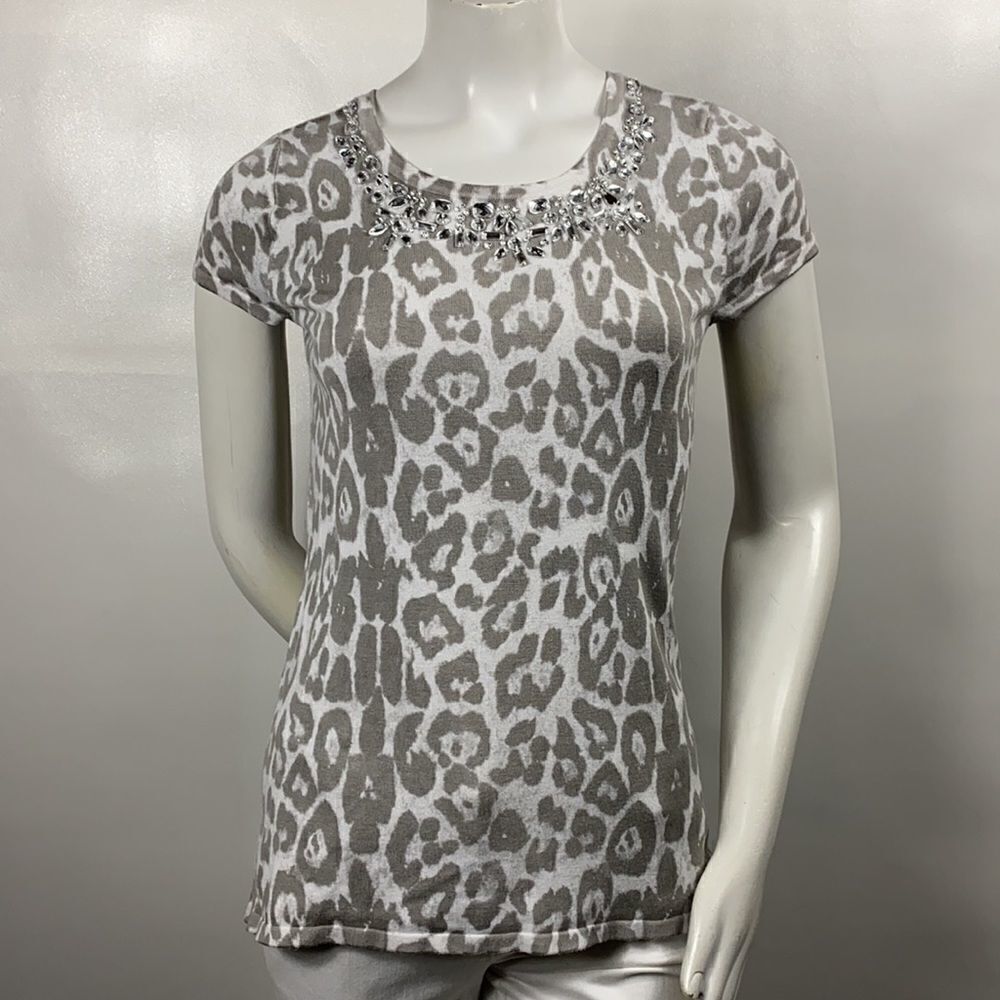 3For$20 INC Cheetah Print Knit Gray White size: M